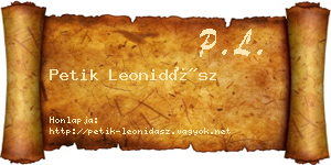 Petik Leonidász névjegykártya